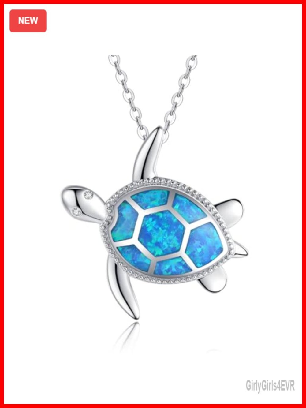 Sea Turtle Necklace 14K Gold Plated Blue Opal Abalone Shell Pendant